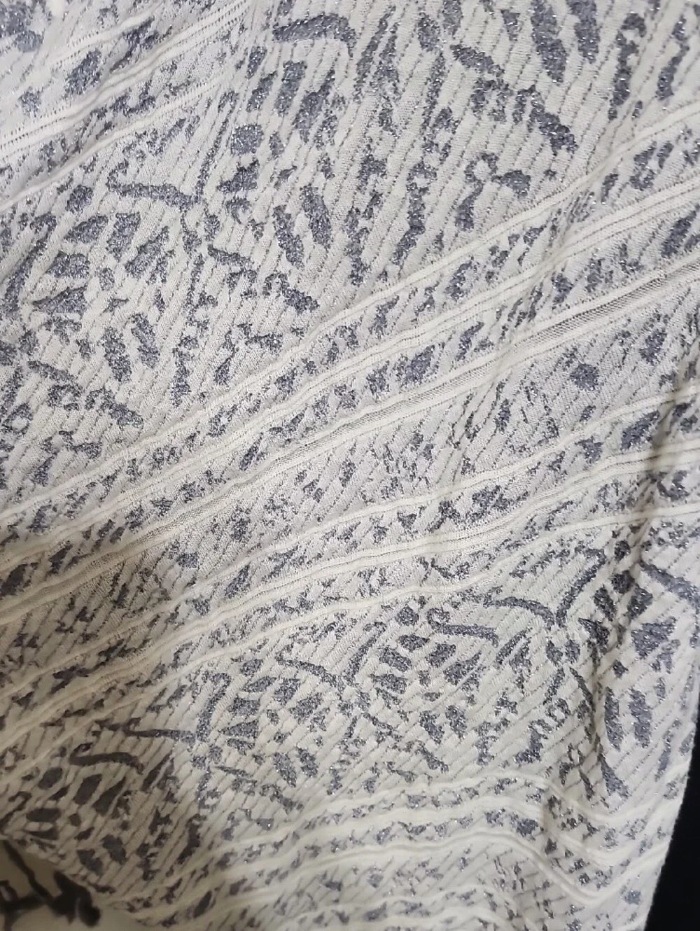 Free People Grey & White Patterned Open Front Fringe Kimono Size XS/S Swim Cover - Picture 4 of 9
